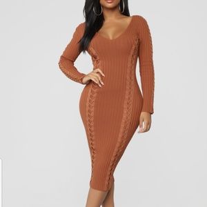 Vivela Cross Stitch Dress FASHIONNOVA
